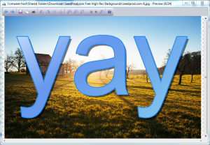 "Yay" applied on a high-res photo