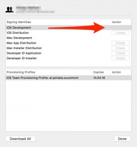 Creating the development certificate