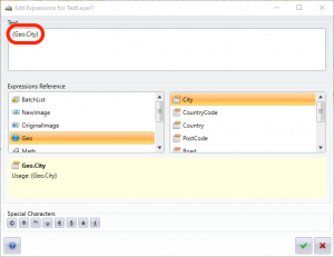 Step 4b: Successfully inserted the Geo.City Expression