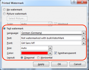 Ein benutzerdefiniertes Text Wasserzeichen in Word