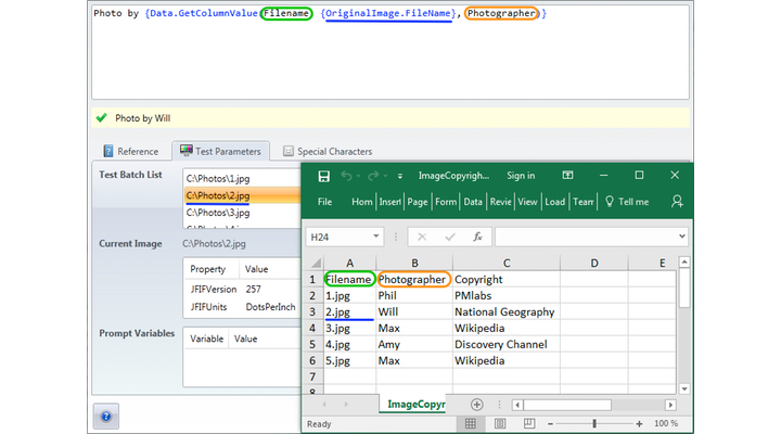 Add Text to Pictures in Batch dynamically from Excel and CSV files
